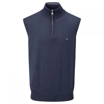 Oscar Jacobson Pin Zip Sleeveless Sweater - Navy