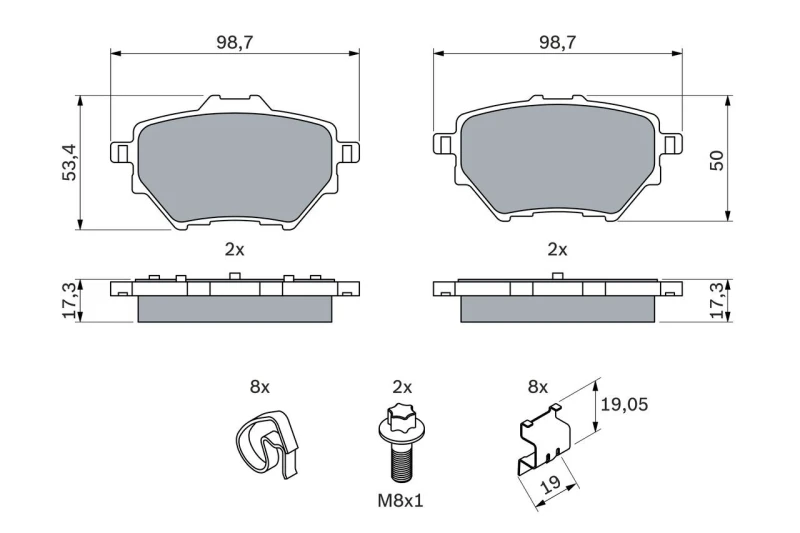 Image of Brake pad set Bosch 0 986 494 998