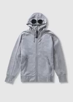 Image of C.P. Company Mens Zip Up Goggle Hoodie In Grey Melange
