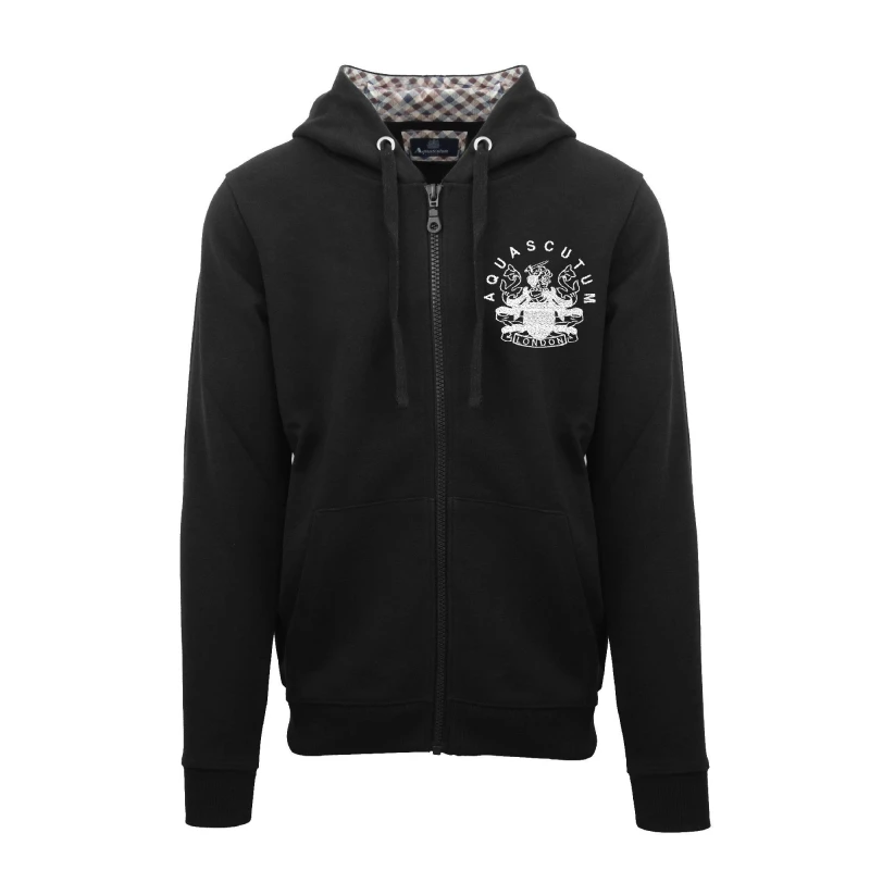 Image of Aquascutum Mens Zip Hoodie Zip Hoodies Small Black 53374303350