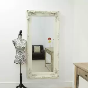 image of MirrorOutlet Carved Louis Ivory Large Wall Mirror 175 X 89 Cm