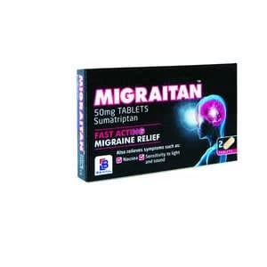 Image of Migraitan 50mg Migrain Relief Tablets 2s