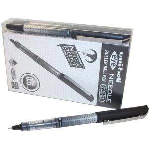 image of Uni Ball Eye Needle UB 187S Extra Fine Rollerball Pen Line Width 0.4mm Tip Width 0.5mm Black Pack of 14 Pens