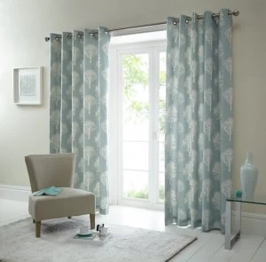Image of Fusion Woodland Trees Curtains - 167x182cm - Duck Egg.