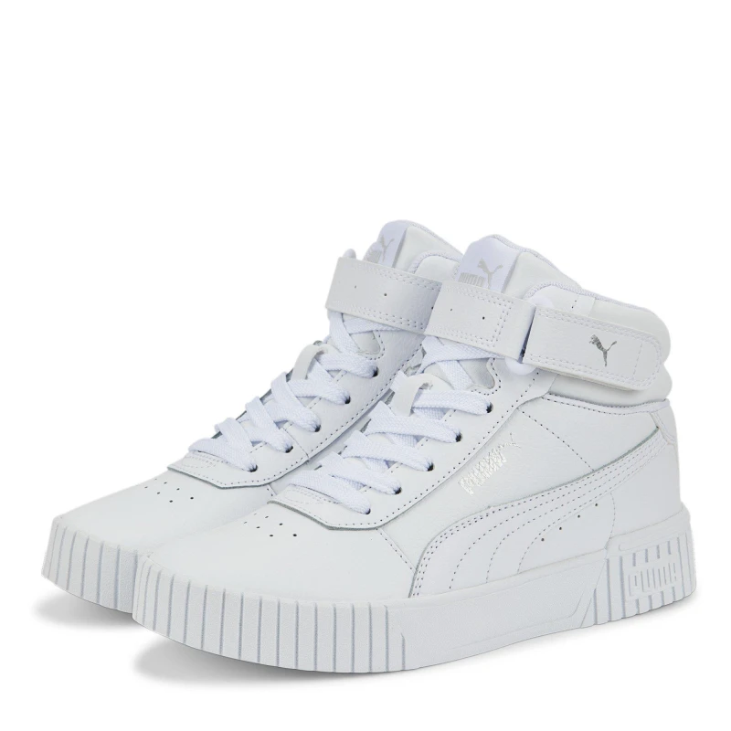 Image of Puma Carina Mid Junior Girls High Top Trainers - White White 3