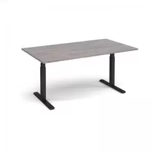 Image of Elev8 Touch boardroom table 1800mm x 1000mm - Black frame and grey oak