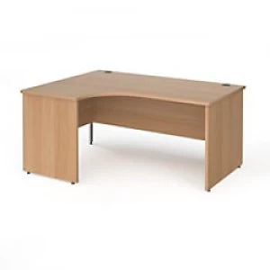 image of Dams International Left Hand Ergonomic Desk with Beech Coloured MFC Top and Silver Panel Ends and Silver Frame Corner Post Legs Contract 25 1600 x 120