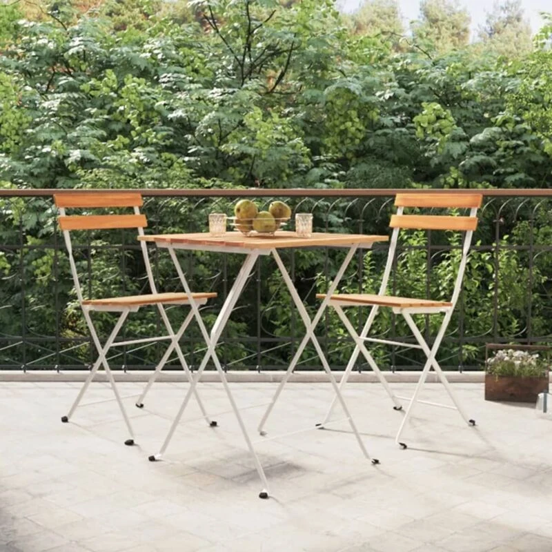 Image of VIDAXL 3 Piece Folding Bistro Set Solid Wood Acacia and Steel Vidaxl 319972