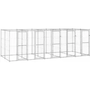 Image of Vidaxl - Outdoor Dog Kennel Galvanised Steel 12.1 m² Silver