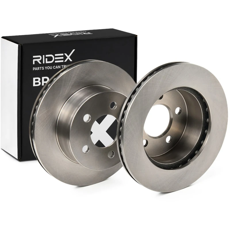 Image of RIDEX 82B1067 Brake disc Front Axle, Vented, Cast Iron, Uncoated, Untreated, without bolts/screws Cast Iron Brake Disc (82)