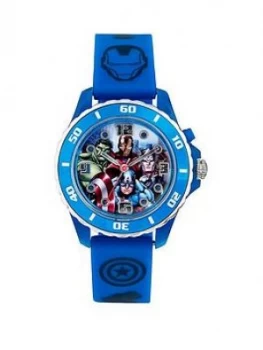 image of AVENGERS AGE OF ULTRON Avengers Printed Dial Blue Silicone Strap Flashing Kids Watch, One Colour