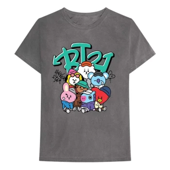 Image of BT21 - Street Mood Group Unisex Large T-Shirt - Grey