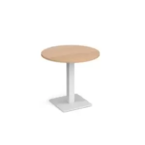 Image of Brescia circular dining table with flat square white base 800mm - beech