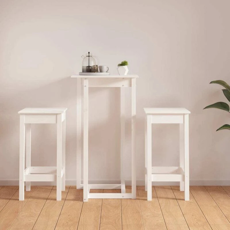 Image of VIDAXL 3 Piece Bar Set White Solid Wood Pine Vidaxl 8720287210764