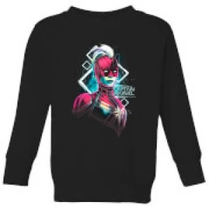 image of Captain Marvel Neon Warrior Kids Sweatshirt - Black - 7-8 Years