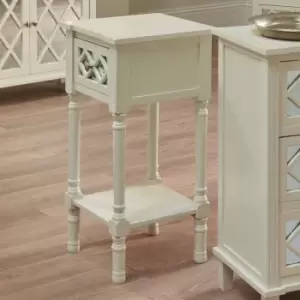 Image of Ivory Mirrored Pine Wood Accent Table K/D