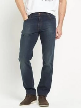 Image of Wrangler Texas Stretch Straight Jeans, Vintage Tint, Size 40, Inside Leg Regular, Men