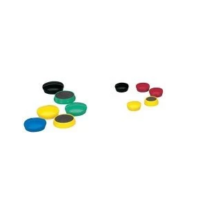 image of 5 Star Office Round Plastic Covered Magnets 25mm Assorted Pack 10