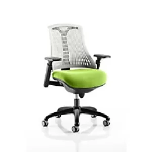 Image of Dynamic Synchro Tilt Task Operator Chair Height Adjustable Arms Flex White Back, Myrrh Green Seat, Black Frame Without Headrest Medium Back