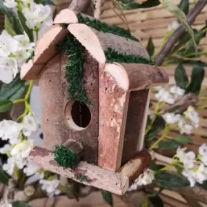 image of Wooden Square Log Garden Wild Bird Nest Box-32mm Entrance Hole