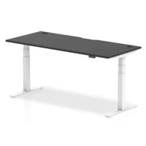 Image of Air Black Series 1800 x 800mm Height Adjustable Desk Black Top with Cable Ports White Leg