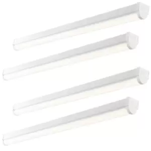 Image of 4 PACK 4ft Emergency Batten Light - 24.5W Cool White LED - Gloss White & Opal