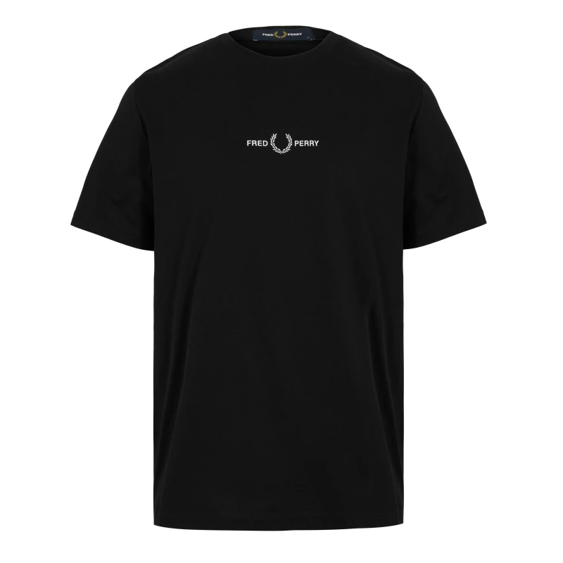 Image of Fred Perry Embroidered Logo T Shirt Black 102 male S