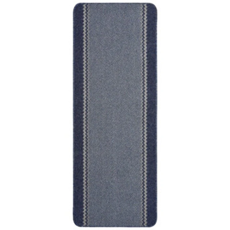 Image of THE RUGS Washable Designer Rugs & Mats Lined Bordered Design in Blue 116Blu Size: 67cm x 180cm Blue Unisex 67cm x 180 cm