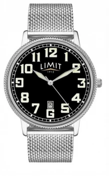 Image of Limit Mens Stainless Steel Mesh Bracelet Black Dial Watch