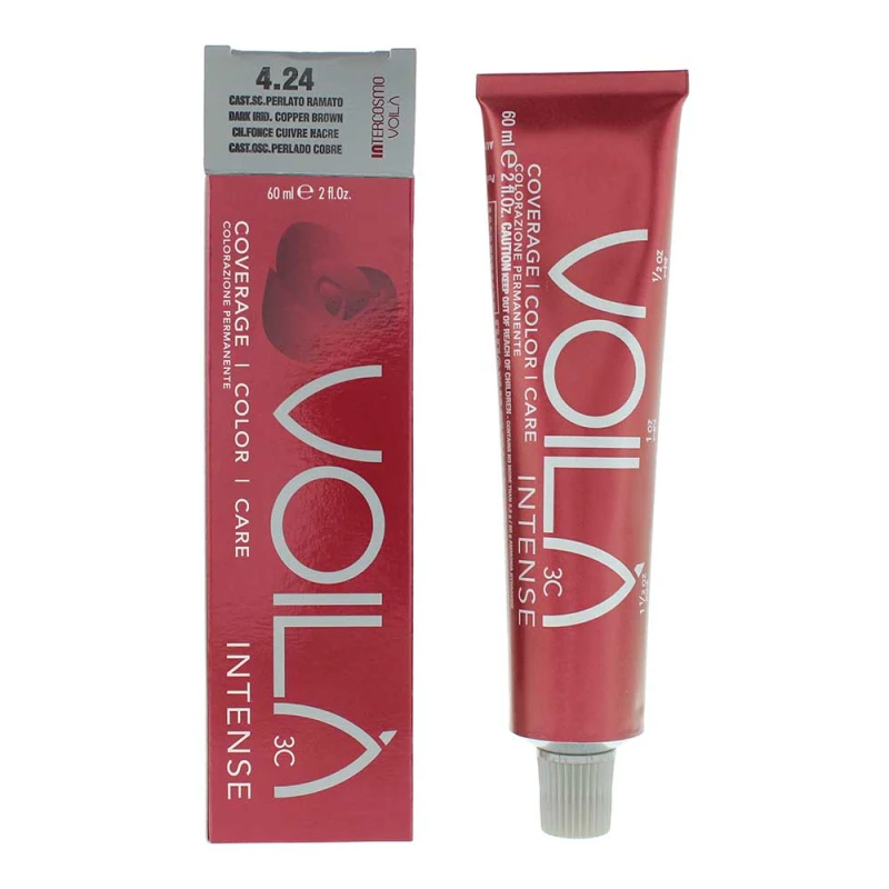 Image of Intercosmo Voila Intense 4.24 Dark Irdi Copper Brown Hair Colour 60ml
