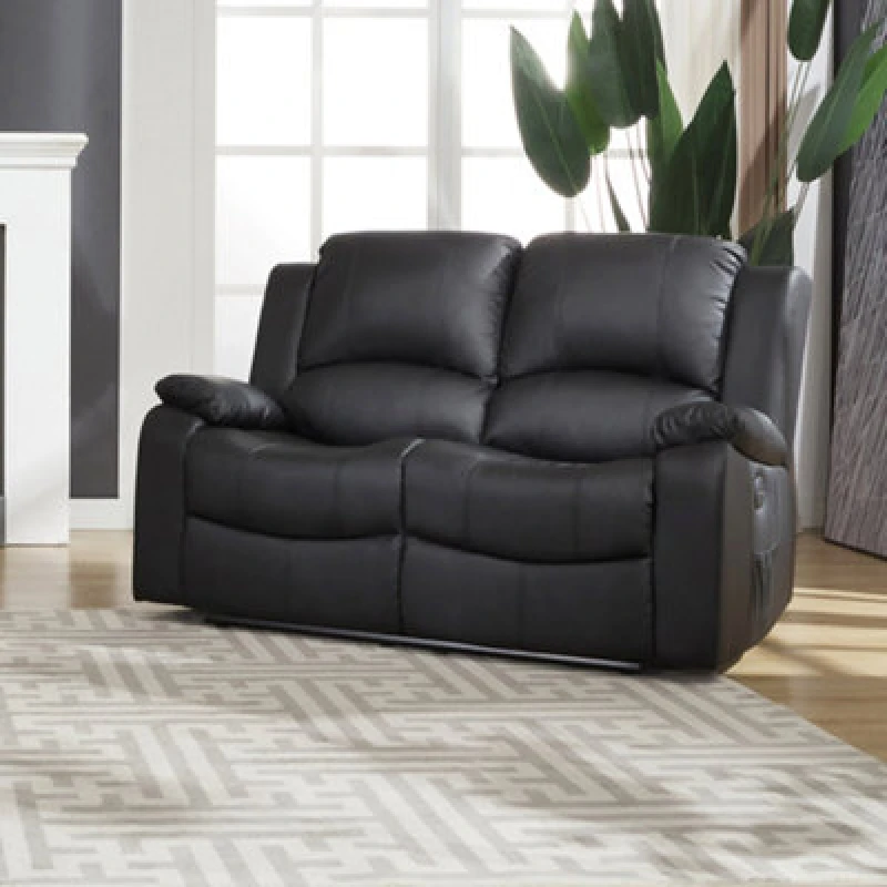 Image of Glendale 150Cm Wide 2 Seat Black Bonded Leather Electrically Operated 2 Seat Recliner Sofa