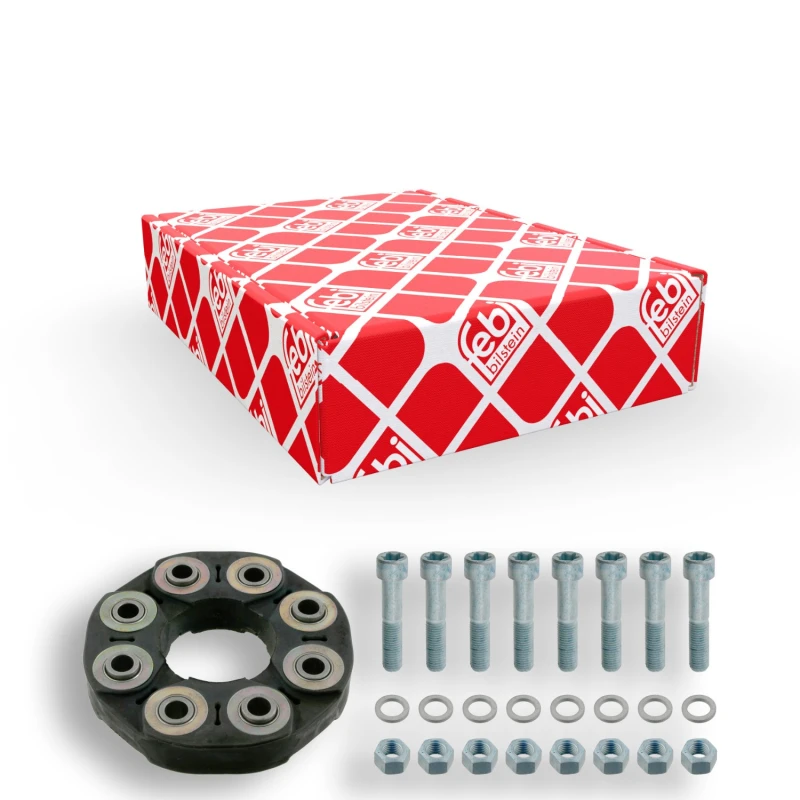 Image of FEBI BILSTEIN 27583 Drive Shaft Coupler with washers, with nuts, Ø: 150mm, Bolt Hole Circle Ø: 110mm, OE Turbo NEW Joint,propeller shaft (1427)
