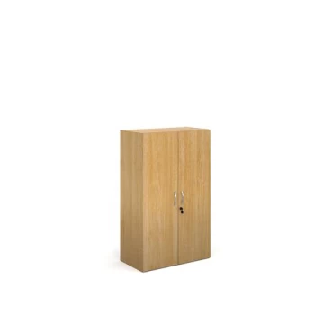 image of Contract double door cupboard 1230mm high with 2 shelves - oak