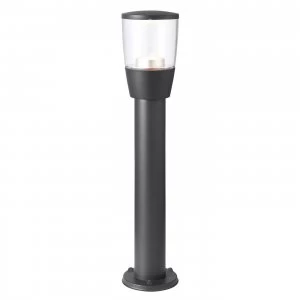 Image of Outdoor Bollard Light Clear Polycarbonate, Textured Dark Matt Anthracite Paint IP44, GU10