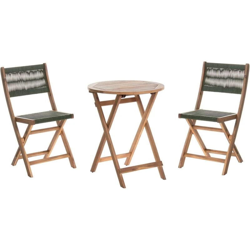 Image of Beliani Bistro Set Folding Prossedi Acacia Wood Green