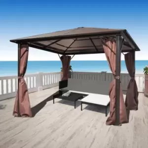 Image of Gazebo with Curtain Brown Aluminium 300 x 300cm - Brown - Vidaxl