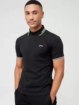 Image of BOSS Paul Curved Logo Polo Shirt - Black Size M Men