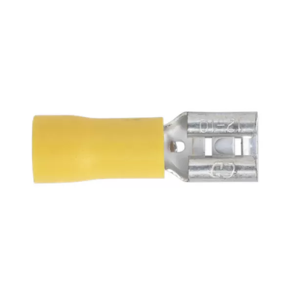 image of Genuine SEALEY YT13 Push-On Terminal 6.3mm Female Yellow Pack of 100