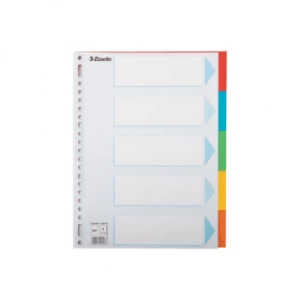 image of Esselte 100197 A4 Cardboard Dividers with 5 Tabs (23 holes)