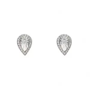 Image of White Gold Diamond Cut Teardrop Stud Earrings GE2436
