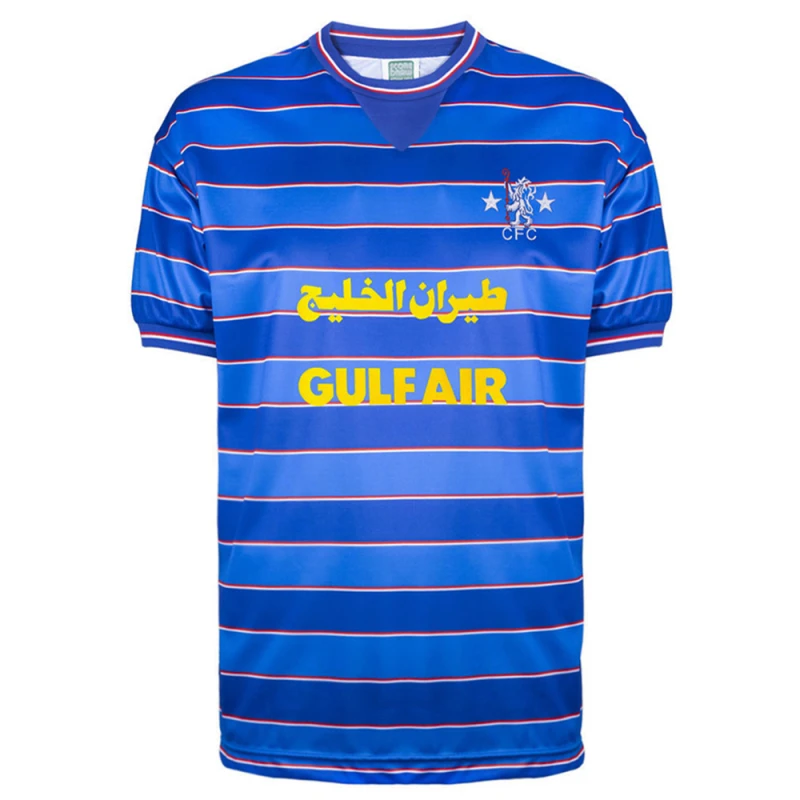 Image of Score Draw Chelsea 1984 Retro Football Shirt CHEL84HPYSS-S S Mens Sportswear