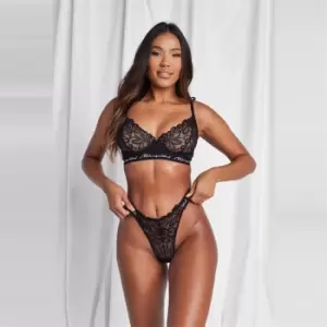 Image of Missguided LACE THONG - Black