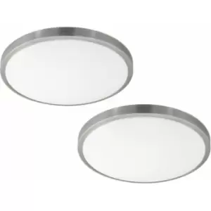 image of Loops - 2 pack Wall Flush Ceiling Light White Shade White Satined Nickel Plastic LED 24W