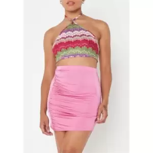 image of Missguided Slinky Ruched Bodycon Mini Skirt - Multi