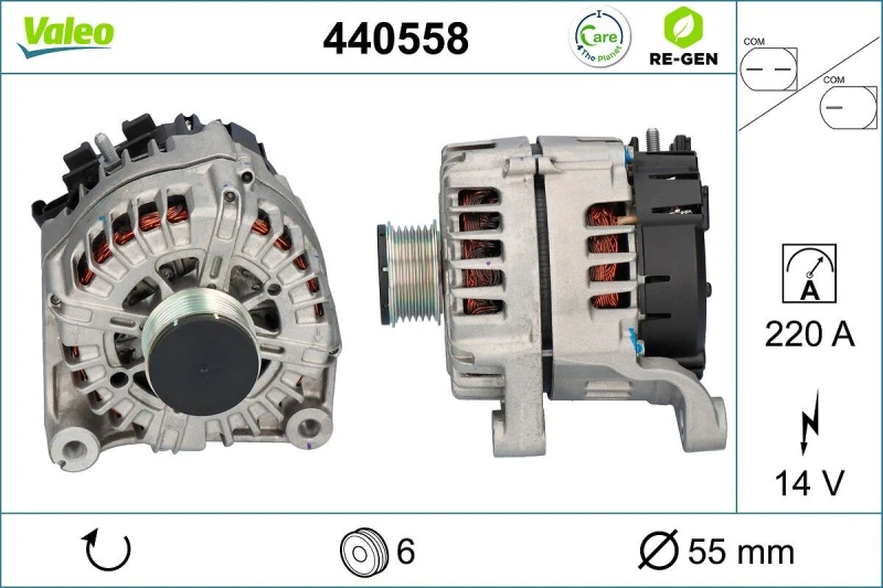 Image of VALEO 440558 Generator VALEO RE-GEN REMANUFACTURED Alternator Charging Current: 220A, Voltage: 14V Alternator (4)