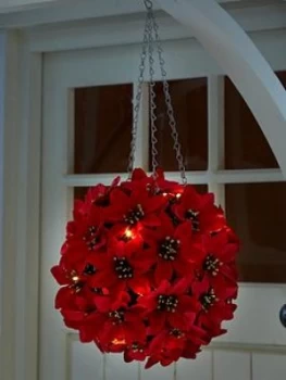 Image of Three Kings 30 Cm Light Up Poinsettia Ball Outdoor Christmas Decoration
