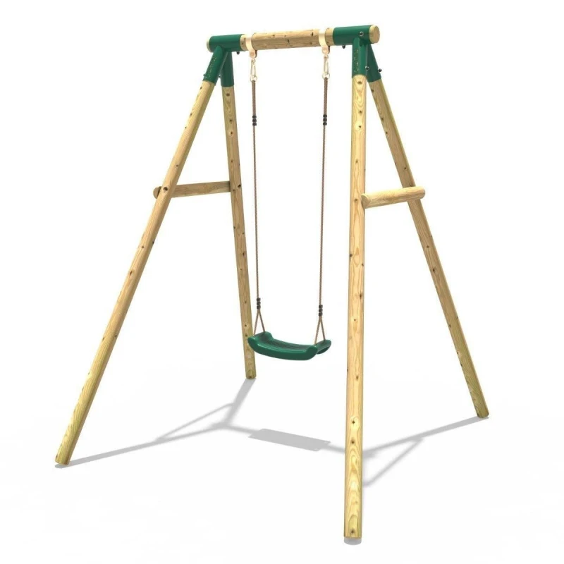Image of Rebo Wooden Garden Swing Set - Solar Green Green