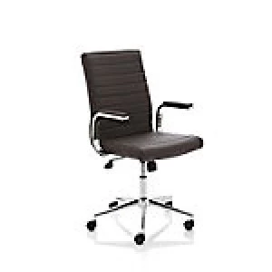 Image of Executive Chair Ezra Brown Leather With Fixed Padded Arms