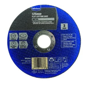 image of Wickes Metal Flat Cutting Disc 125mm Pack of 3