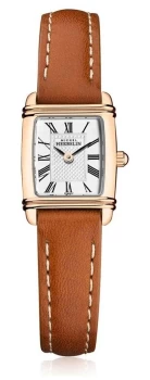 image of Michel Herbelin 17438-PR08GO Womens Mini Art Deco Brown Strap Wr Colour - White